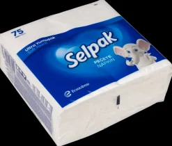 Selpak Servietter hvid 75 stk.| Toiletpapir, Køkkenrulle Og Servietter