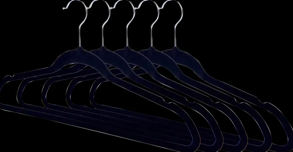 SJÖBO Bøjle i velour sort 5-pak| Garderobe Og Opbevaring