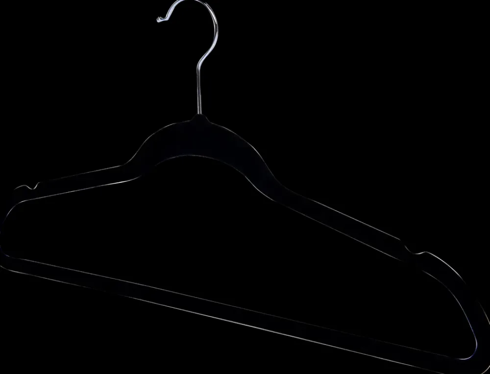 SJÖBO Bøjle i velour sort 5-pak| Garderobe Og Opbevaring