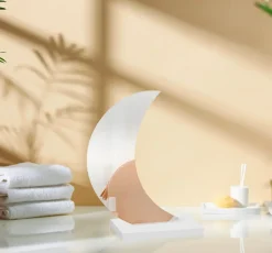 Spejl måne 18,5 x 18,5 cm - hvid| Dekoration