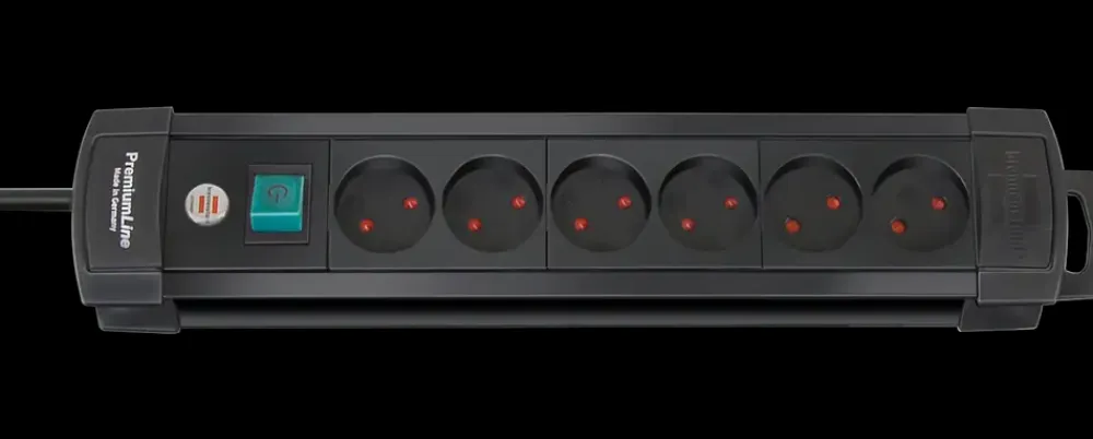 Brennenstuhl Stikdåse 6 udtag - sort| Stikdåser