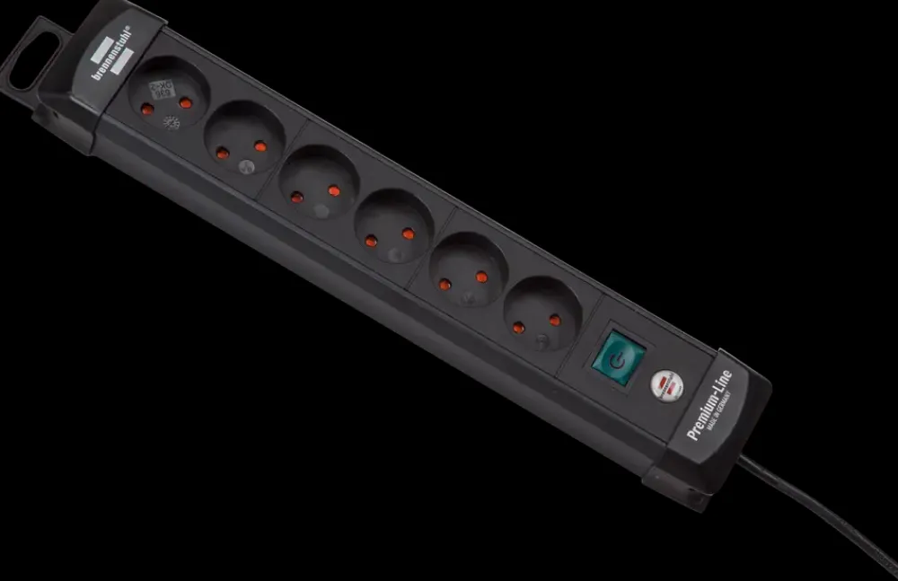 Brennenstuhl Stikdåse 6 udtag - sort| Stikdåser