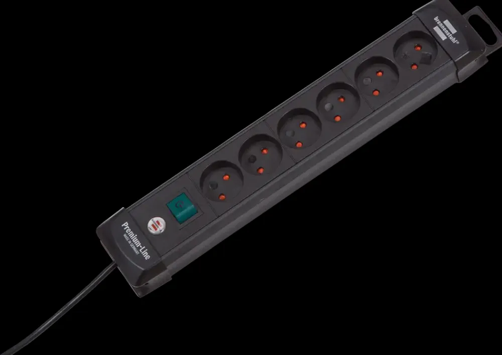 Brennenstuhl Stikdåse 6 udtag - sort| Stikdåser