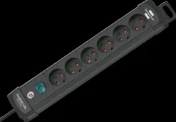 Brennenstuhl Stikdåse 6 udtag med jord - sort| Stikdåser