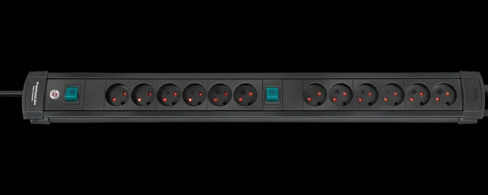 Brennenstuhl Stikdåse 2 x 6 udtag - sort| Stikdåser