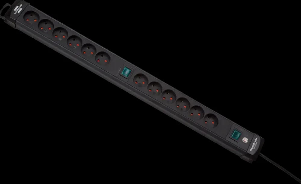 Brennenstuhl Stikdåse 2 x 6 udtag - sort| Stikdåser