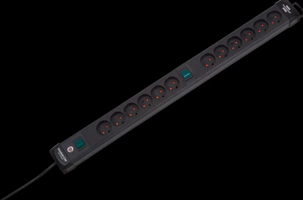 Brennenstuhl Stikdåse 2 x 6 udtag - sort| Stikdåser