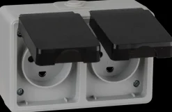 Stikkontakt dobbelt IP54 stænktæt| Stænktæt Og Udendørs