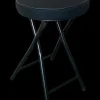 Taburet med tykt polstret sæde - foldbar sort| Klapstole Og -Borde