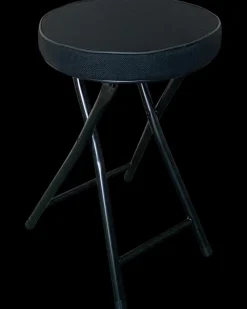 Taburet med tykt polstret sæde - foldbar sort| Klapstole Og -Borde