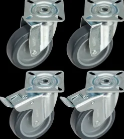 Tente Hjul 75 mm svingbar 4-pak| Transporthjul Og Løse Hjul