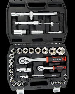 Mitsutomo Topnøglesæt 1/2" + 1/4" 38 dele| Topnøglesæt Og Skralder
