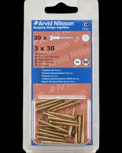 Arvid Nilsson Træskrue messing 3 x 30 mm 20-pak| Skruer
