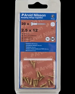 Arvid Nilsson Træskrue messing 2,5 x 12 mm 20-pak| Skruer