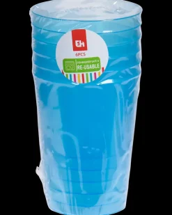 Vandglas 28 cl genanvendelig 6-pak - forskellige farver| Service Og Bestik