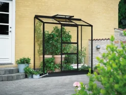 Halls Vægdrivhus Altan 3 sort med 3 mm glas| Vægdrivhuse