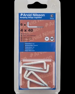 Arvid Nilsson Vinkelskrue hvid Ø4 x 40 mm 6-pak| Kroge Og Ophæng
