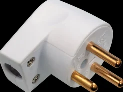 Vinkelstikprop rund med jord - hvid| Stikpropper