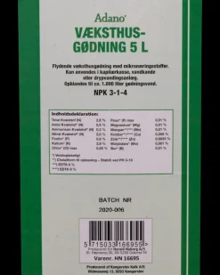 Adano Væksthusgødning 5 L| Gødning Og Jord